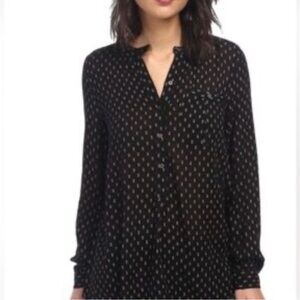 Free People Flowy Black Patterned Gauzy Tunic Blouse